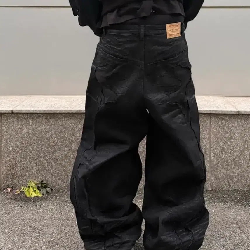 [BUNJANG] Surgery Bone Cutting Wide Burnished Pants Black L / surgery 써저리 본 커팅 와이드 버니시드 팬츠 블랙 L 새상품