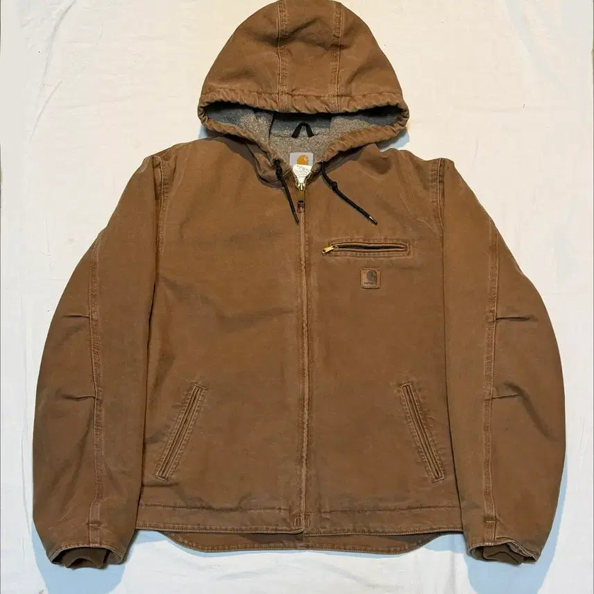 [BUNJANG] Carhartt J141 Sierra Leather Tab Work Jacket Brown / 00s 칼하트 J141 시에라 가죽탭 워크자켓 브라운