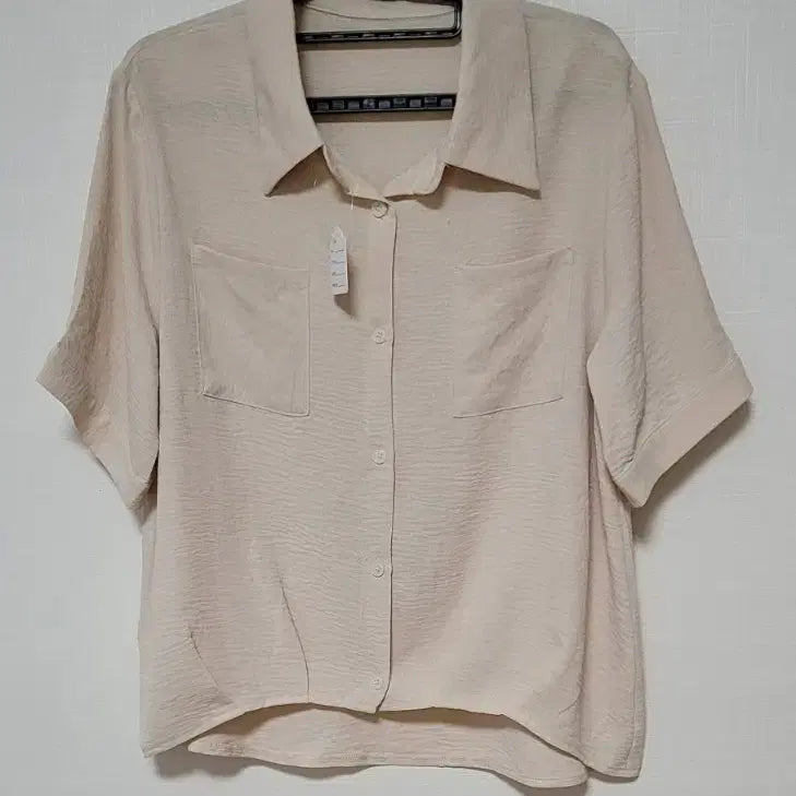 [BUNJANG] Beige Crinkle Short Sleeve Shirt - Size 66 / [새상품]베이지 크링클 반팔 셔츠 66 사이즈