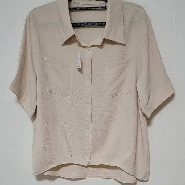 [BUNJANG] Beige Crinkle Short Sleeve Shirt - Size 66 / [새상품]베이지 크링클 반팔 셔츠 66 사이즈