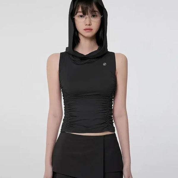 [BUNJANG] Flare Up Hooded High Neck Sleeveless Black / 플레어업 Hooded High Neck Sleeveless