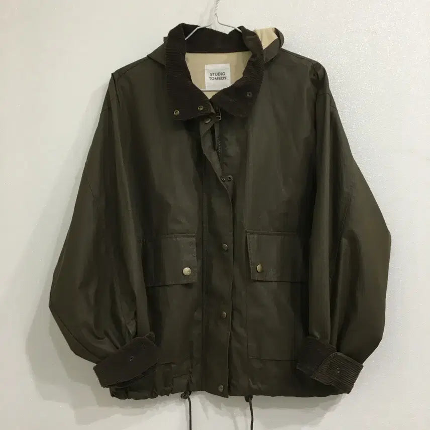 [BUNJANG] Studio Tomboy Corduroy Collar Wax Jacket / 스튜디오톰보이 코듀로이 카라 왁스 자켓
