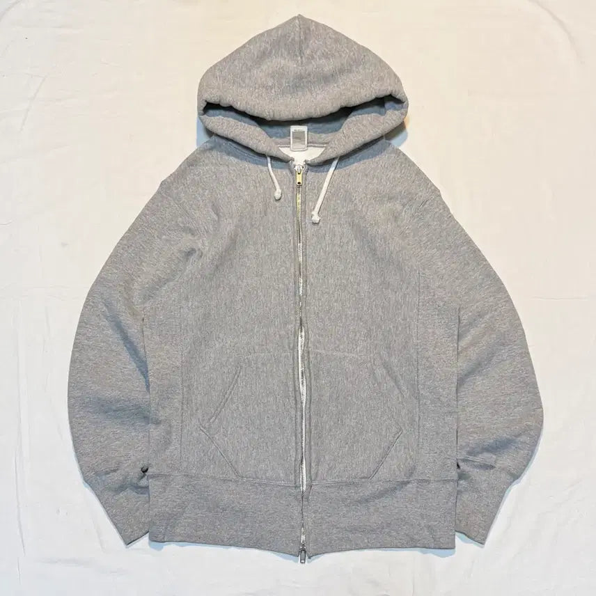 [BUNJANG] Beams Norwich Reverse Weave USA Two-Way Zip-Up Hoodie Grey / 빔즈 노리치 리버스위브 USA 투웨이 후드집업 그레이
