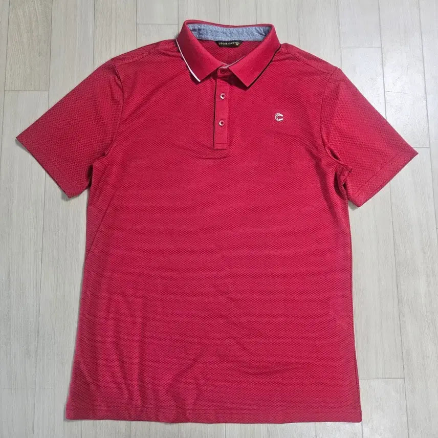 [BUNJANG] Louis Castel Red Pattern Short-Sleeve Polo T-Shirt / 루이까스텔 레드 패턴 골프 반팔카라티 100