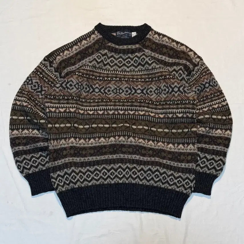 [BUNJANG] Burberry 90s Archive Fair Isle Wool Knit Sweater / 90s 버버리 아카이브 스코틀랜드 페어아일 울 니트