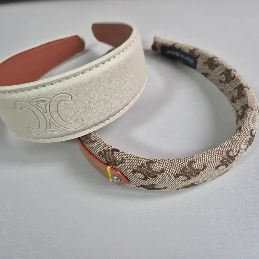 [BUNJANG] Set of 2 Logo Engraved Leather Headbands / s머리띠세트