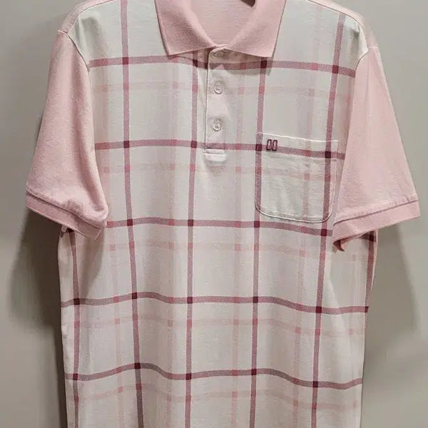 [BUNJANG] Daks Men's Pink Check Pattern Short-Sleeve T-Shirt / 닥스 남성 티셔츠