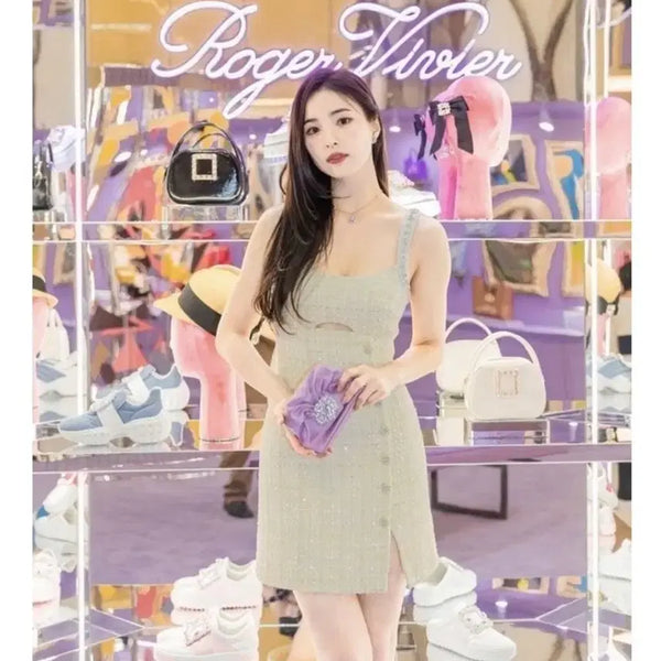 [BUNJANG] Self-Portrait Bouclé Mini Dress Lemon UK12/US8 / 셀프포트레이트 부클레 미니 드레스 uk12/us8 (박민영, 신세경 드레스)