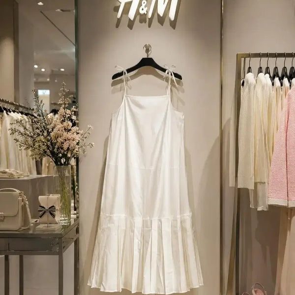 [BUNJANG] H&M White Ribbon Strap Maxi Dress / H&M 화이트 리본끈 원피스