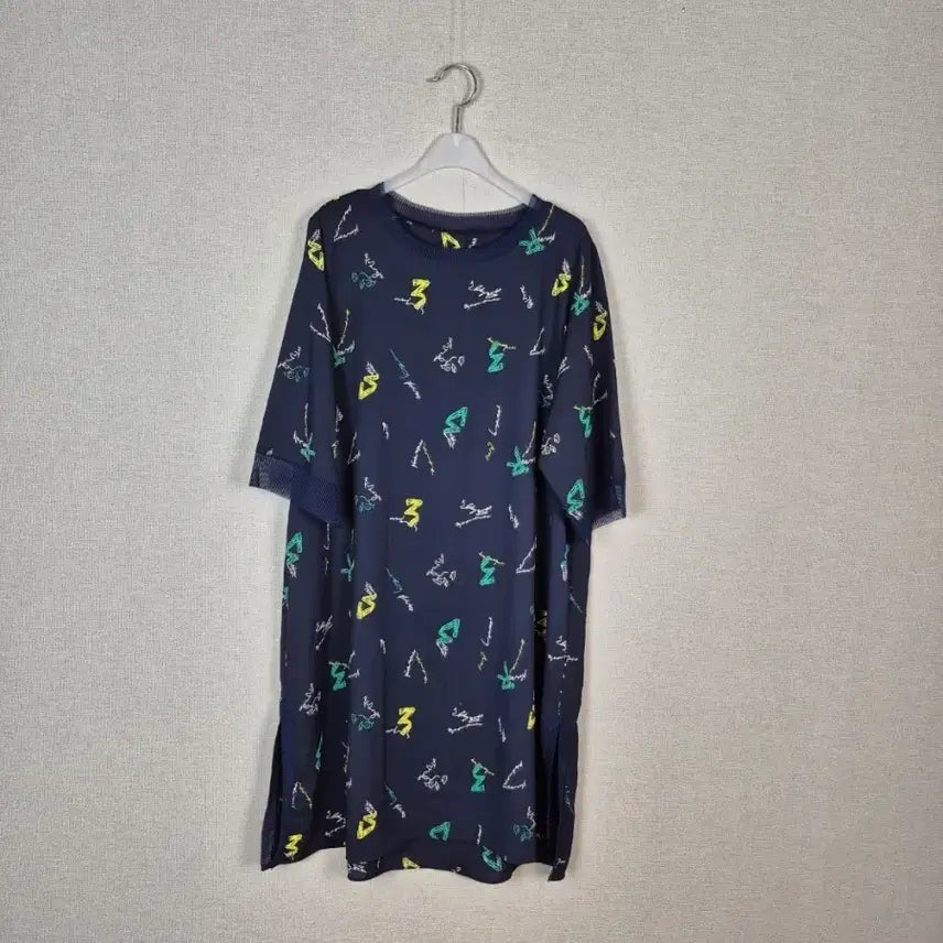 [BUNJANG] Navy Pattern 7/10 Sleeve Dress XXL / (#77,88추천/XXL)네이비 패턴 7부소매 원피스