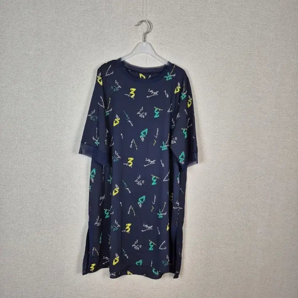 [BUNJANG] Navy Pattern 7/10 Sleeve Dress XXL / (#77,88추천/XXL)네이비 패턴 7부소매 원피스