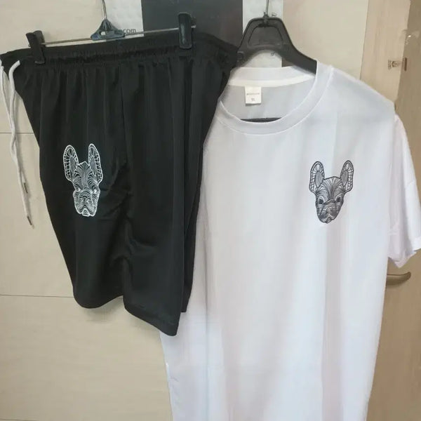 [BUNJANG] French Bulldog Print Short Sleeve Shirt & Shorts Set XL / 프렌치불독  반팔  & 반바지 세트 XL  새상품