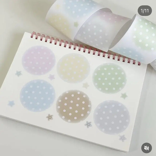 [BUNJANG] Love Crescent Round Mod Paper Ver.1 Kiss Cut Masking Tape (Small Roll) / [문구] 러브크레센트 동글동글 모조지 ver.1 키스컷 마테띵 소분