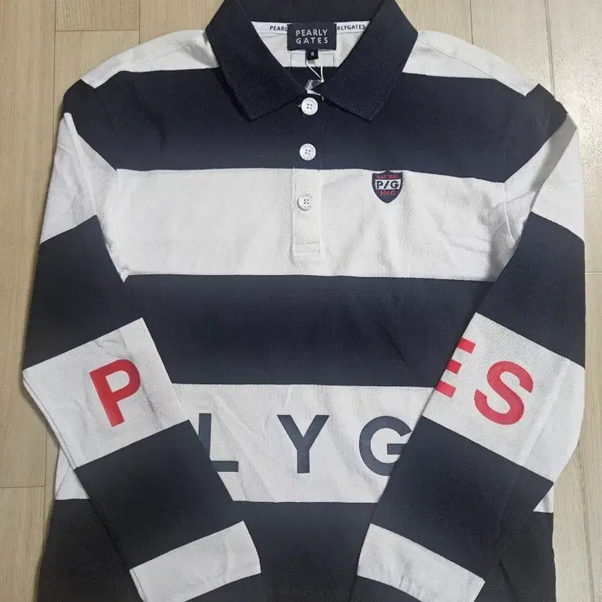 [BUNJANG] Pearly Gates Striped Logo Collar T-Shirt / [PEARLY GATES] 파리게이츠 스트라이프 로고 칼라 티셔츠 0
