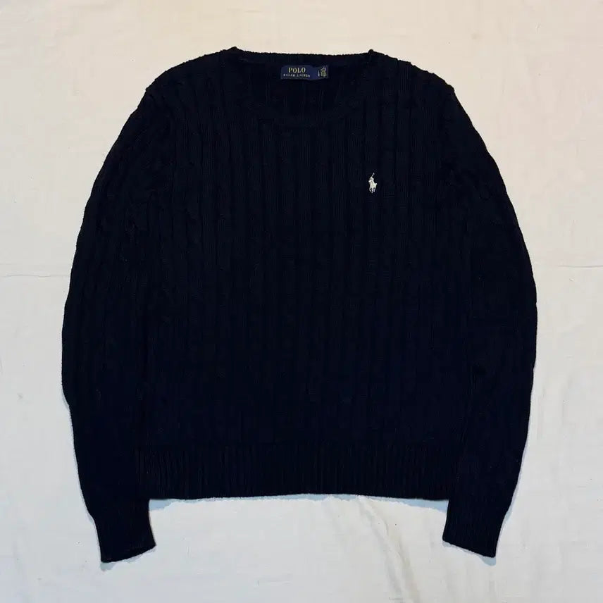 [BUNJANG] Polo Ralph Lauren Cable Knit Sweater Navy / 폴로 랄프로렌 꽈배기 케이블 니트 네이비