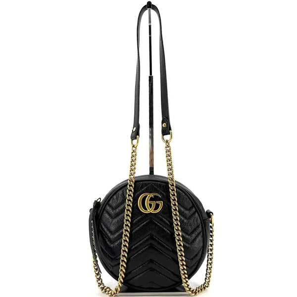 [BUNJANG] Gucci GG Marmont Matelassé Round Crossbody Bag 550154 / 구찌 GG마몽 마틀라세 라운드 크로스백 550154