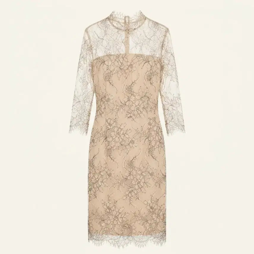 [BUNJANG] The Silhouette (SIEN) Lace Midi Dress Beige S / 더실루엣(시에) 레이스 원피스(새상품)