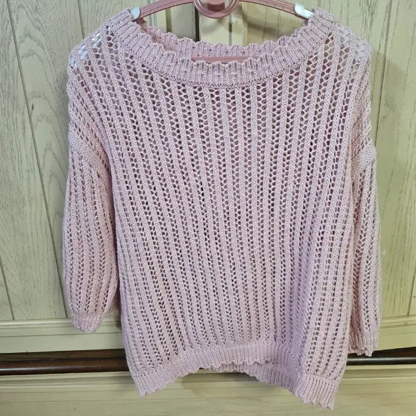 [BUNJANG] Women's Pink Summer Mesh Knit Top / 핑크색 여름 구멍니트