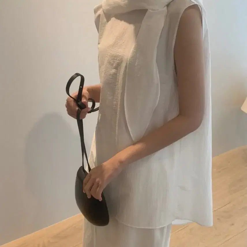 [BUNJANG] Linen Tie Blouse / 린넨 타이블라우스(새옷)