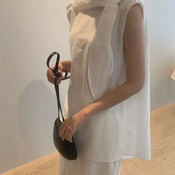 [BUNJANG] Linen Tie Blouse / 린넨 타이블라우스(새옷)