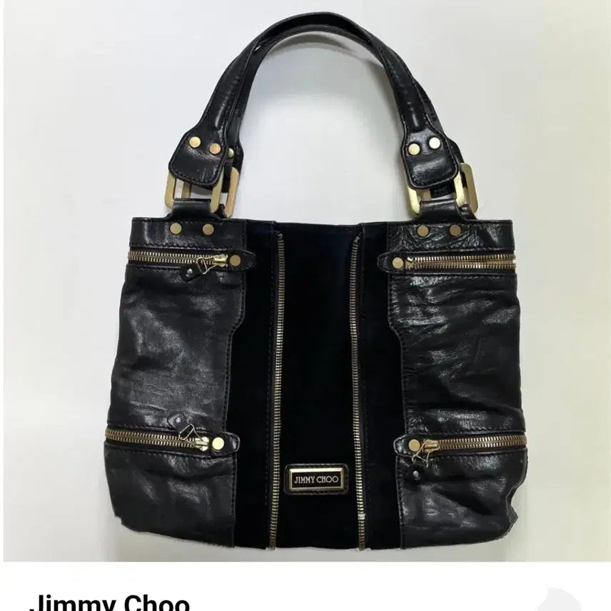 [BUNJANG] Jimmy Choo London Black Leather Expandable 2-Way Tote Bag / 명품 지미추 런던 Jimmy choo 블랙레더 토트백 확장기능 2way