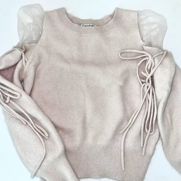 [BUNJANG] Snidel See-Through Shoulder Knit / 스나계 양산형 스나이델 어깨 시스루 니트