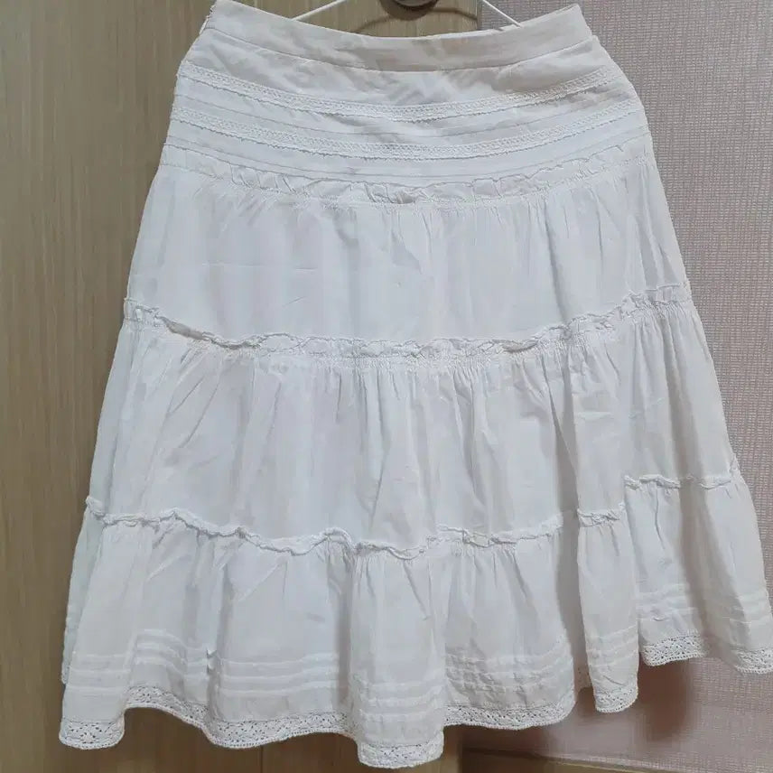 [BUNJANG] White Cotton Midi Skirt / (55)화이트 순면 스커트