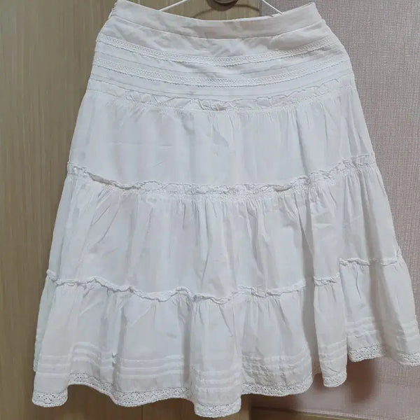 [BUNJANG] White Cotton Midi Skirt / (55)화이트 순면 스커트