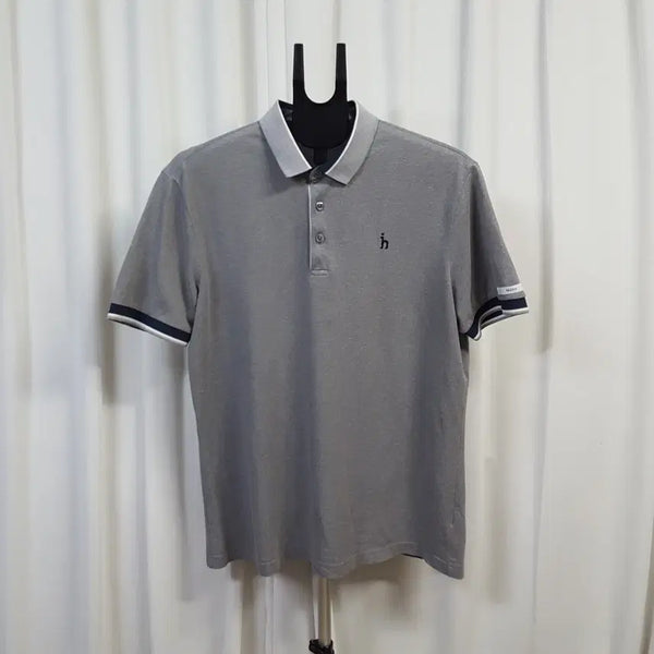 [BUNJANG] Hazzys Golf Men's Short Sleeve Polo Shirt - Grey, Size 110 / 헤지스 골프 남성 카라 반팔 티셔츠 그레이 110 오일장 0331