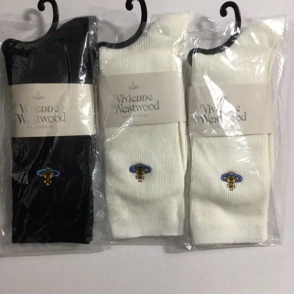 [BUNJANG] Vivienne Westwood Socks 3-Pair Set (White/Black) / 비비안웨스트우드 양말 화이트/블랙 3켤레 세트