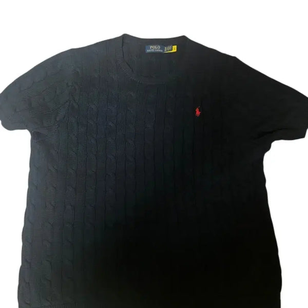 [BUNJANG] Polo Ralph Lauren Cable Knit Short Sleeve Navy XL / [XL/신세계 정품] 폴로 랄프 로렌 케이블 니트 반팔 네이비