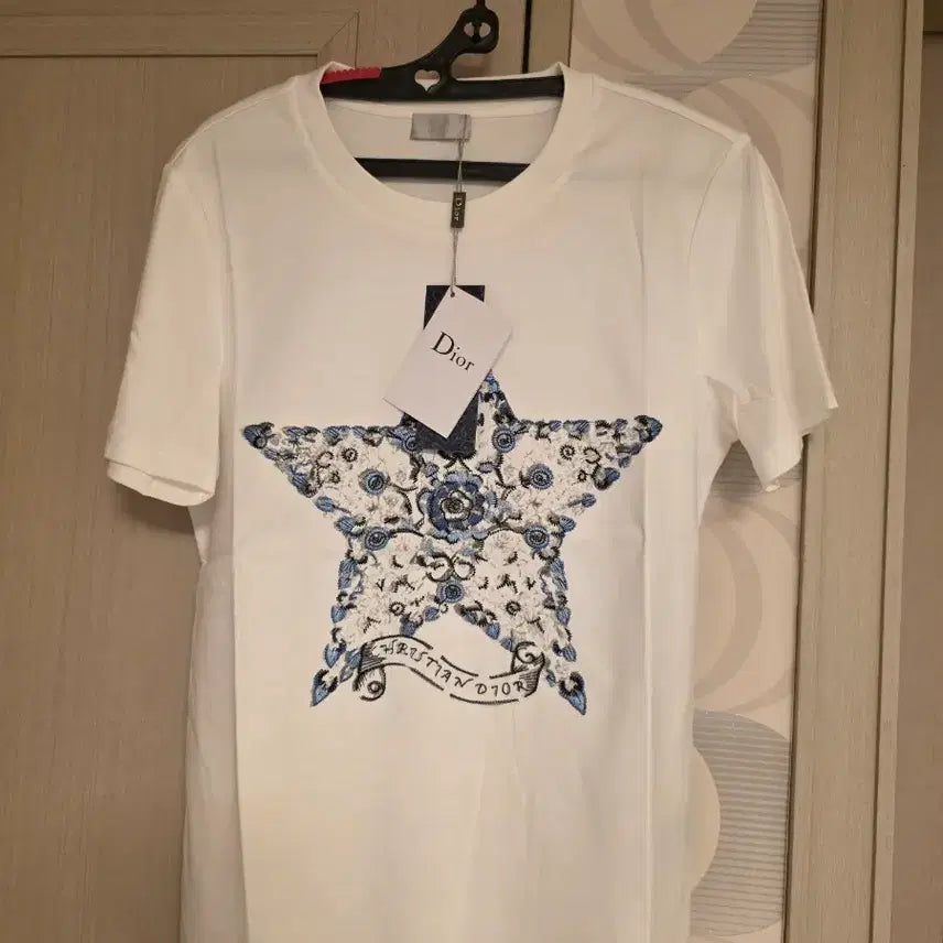 [BUNJANG] Christian Dior Star Embroidery Short Sleeve T-Shirt White / 디올 크리스찬 디올 별 자수 반팔 티셔츠 화이트
