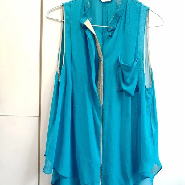 [BUNJANG] Time Sleeveless Blouse Sky Blue / 타임 민소매 블라우스 하늘색