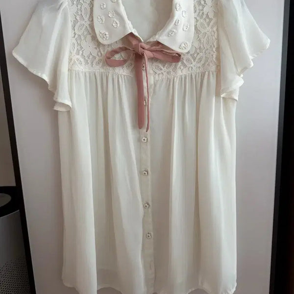 [BUNJANG] Lace Ribbon Blouse / 레이스 리본 블라우스
