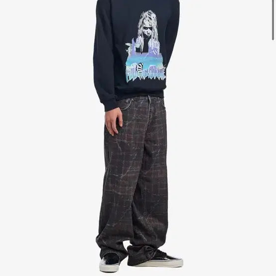[BUNJANG] Fucking Awesome Distressed Flame Pique Jeans Maroon / FUCKING AWESOME 디스트레스드 플레임 피케 진스 마룬