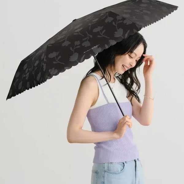 [BUNJANG] Wpc. Flower Shadow Mini 3-Section Folding Sun Umbrella (Charcoal) / [새상품] Wpc. 플라워 섀도우 암막 3단 접이식 양산
