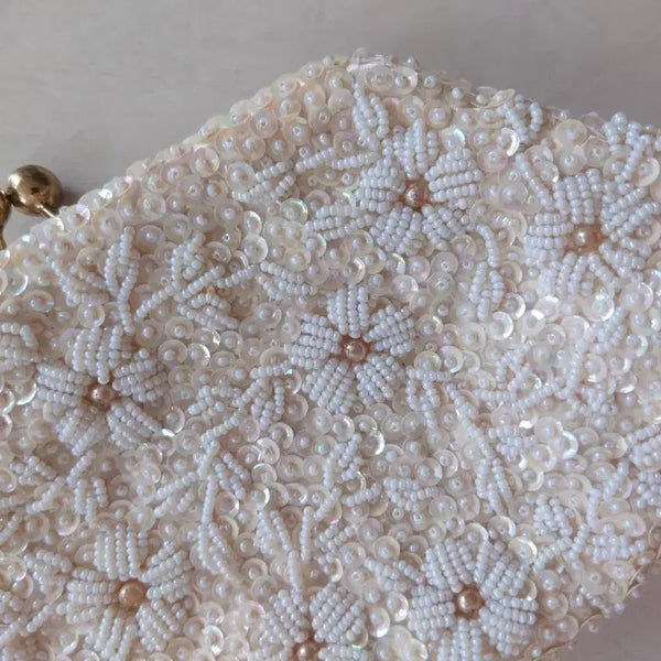 [BUNJANG] Handmade Beaded Flower Pouch Clutch / 핸드메이드 비즈 플라워 파우치 클러치
