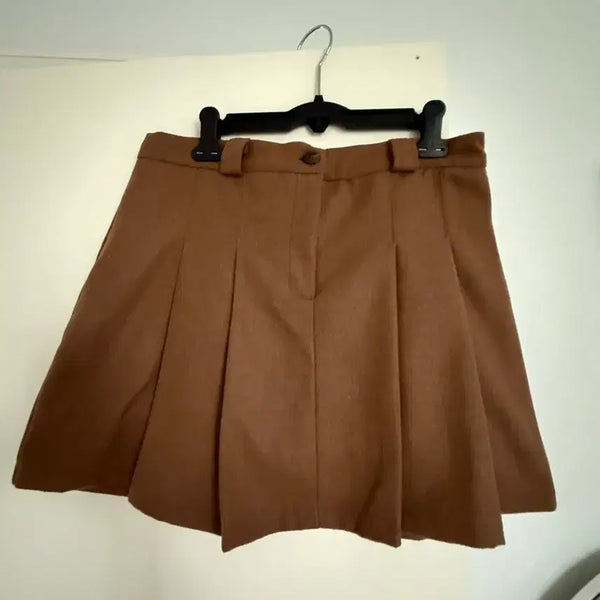 [BUNJANG] Brown Pleated Mini Skirt / 갈색 플리츠 스커트 (가을 겨울)