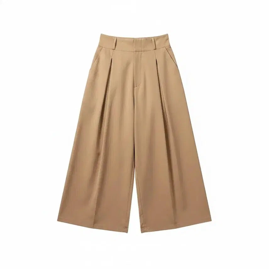 [BUNJANG] Women's Back-Band Pleated Wide-Leg Slacks / 여성F/ 뒷밴딩 핀턱 와이드 슬랙스BG