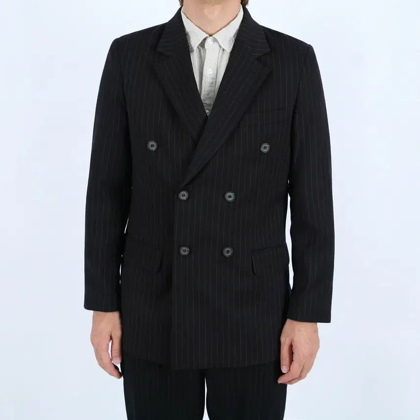 [BUNJANG] ROLF Men's Striped Double-Breasted Suit Jacket / 롤프 남성 남자 스트라이프 줄무늬 더블 정장 자켓 수트 마이 양복 상의 봄 가을