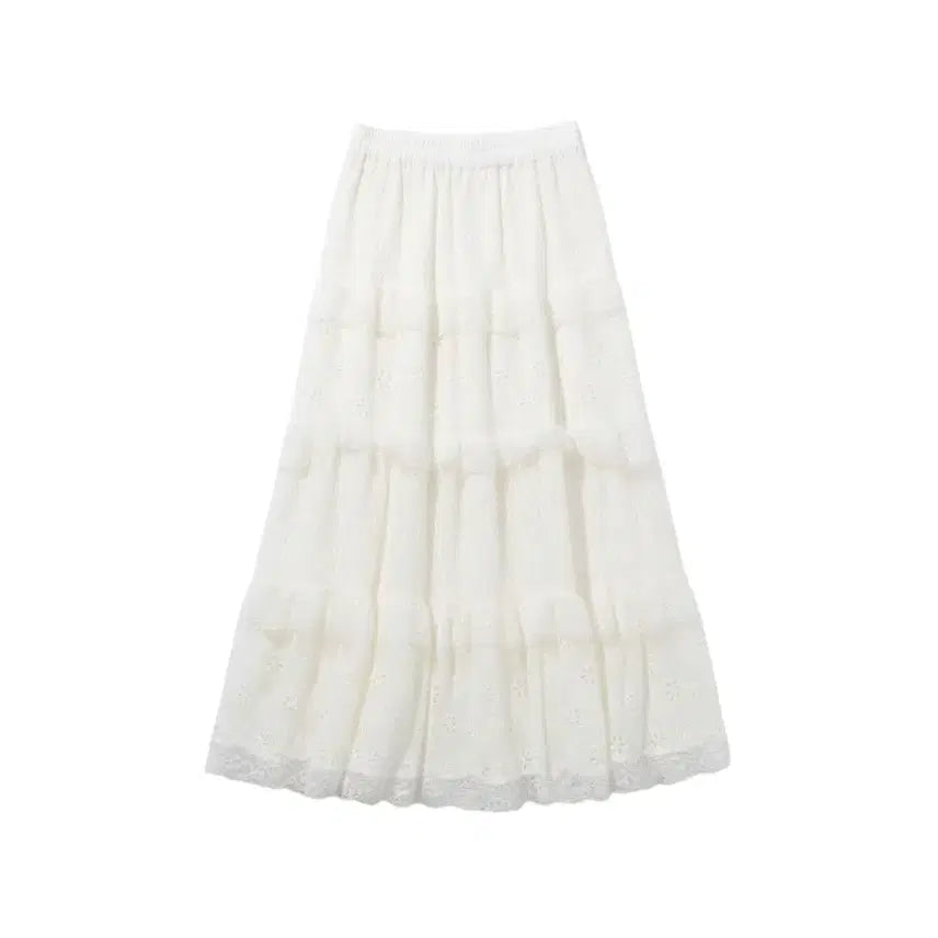 [BUNJANG] Women's Ivory Lace Banding Skirt / 여성F/ 아이보리 레이스 밴딩스커트
