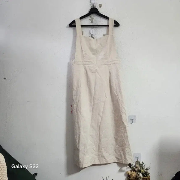 [BUNJANG] Beige Overalls Dress / 베이지색 멜빵 원피스