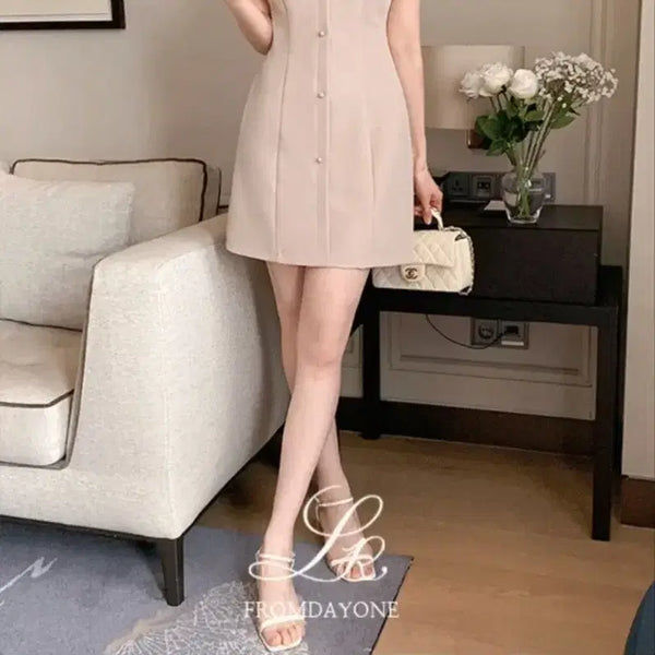 [BUNJANG] From The Day One A-Line Ribbon Waist Dress - Gray, Size S / 프롬데이원 하객룩 원피스 그레이 S