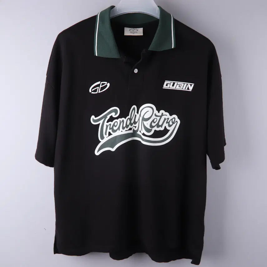 [BUNJANG] Goobin Retro Collar T-shirt Short Sleeve Black (M) / 구빈 레트로 카라티셔츠 반팔 블랙 (M)