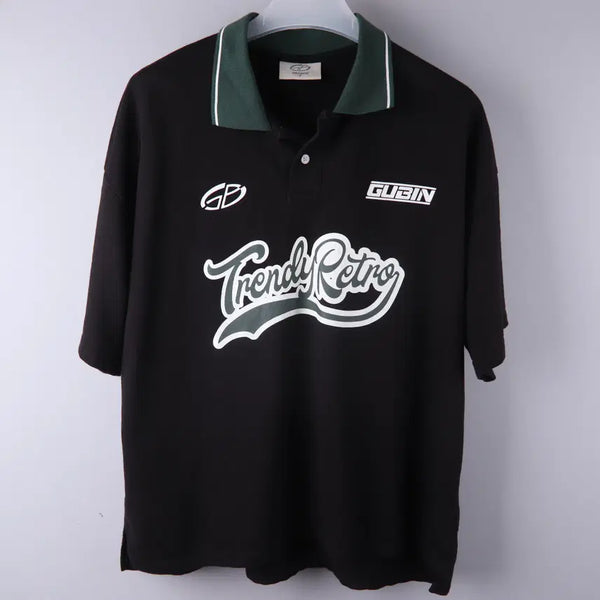 [BUNJANG] Goobin Retro Collar T-shirt Short Sleeve Black (M) / 구빈 레트로 카라티셔츠 반팔 블랙 (M)