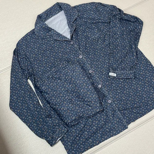 [BUNJANG] Off Hours Flower Pattern Peach Long Sleeve Pajama Set / 오프아워 플라워 패턴 피치긴팔 잠옷 세트
