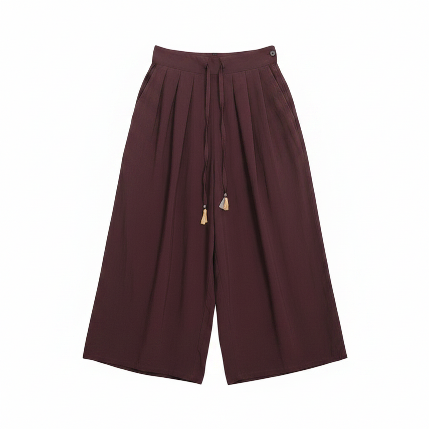 [BUNJANG] Women's Burgundy Traditional Hanbok Wide Pants (Size 66) / 여성66/ 버건디 전통한복 와이드팬츠