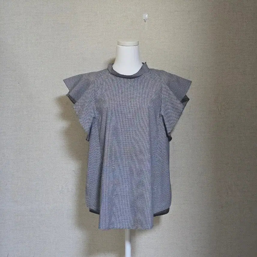 [BUNJANG] SJSJ Cotton Check Frill Sleeve Blouse / 한섬)SJSJ 블라우스