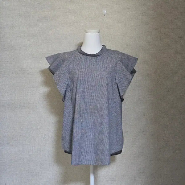 [BUNJANG] SJSJ Cotton Check Frill Sleeve Blouse / 한섬)SJSJ 블라우스