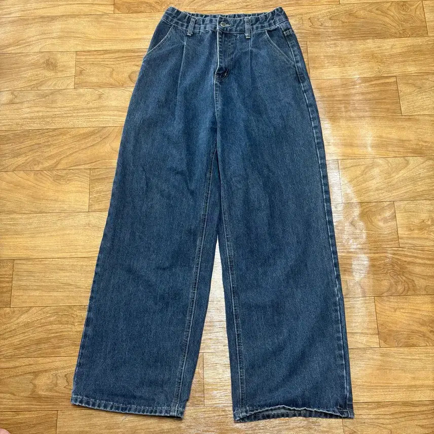 [BUNJANG] Pintuck Wide Denim Pants / 핀턱 와이드 데님팬츠